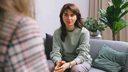 Patient speaking with therapist